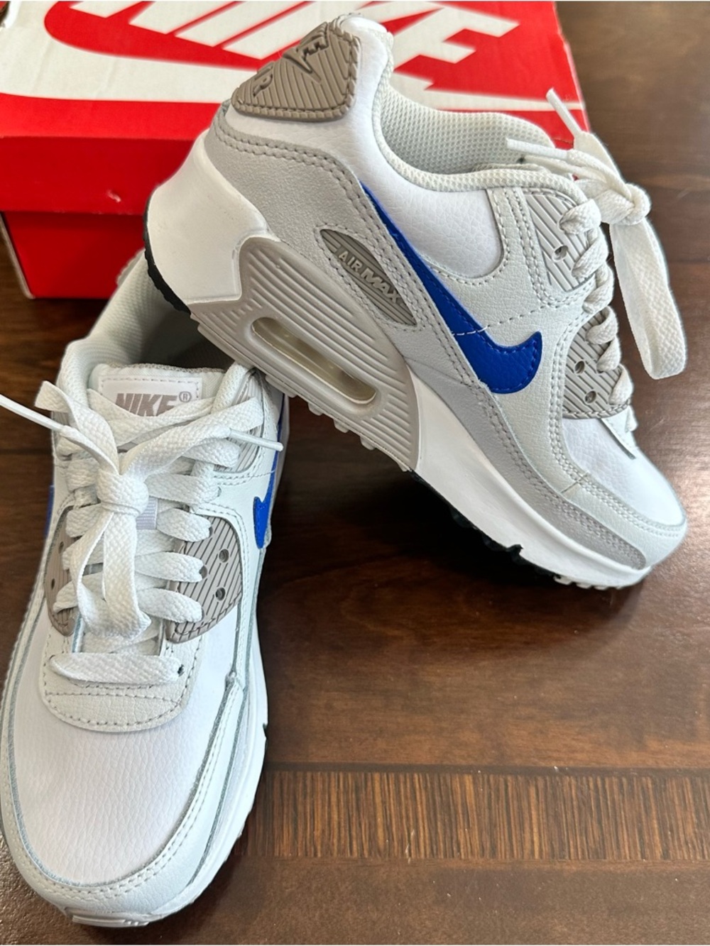Nike Air Max 90 (GS) "Summit White Racer Blue" Sneakers Size 1Y